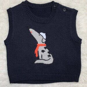 Cacharel Baby Boy Navy Blue Dog Doggy Knit Vest Size 6 Months